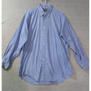 Vintage Ralph Lauren Yarmouth Button Down Shirt 16-34 Blue Flesh Pony 90s Oxford